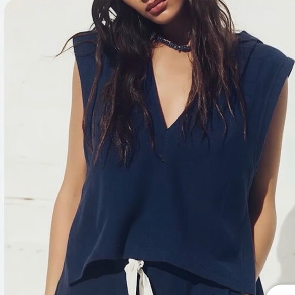 Free People Tops - FP Beach Day Tripper Sleeveless Hoodie in Navy